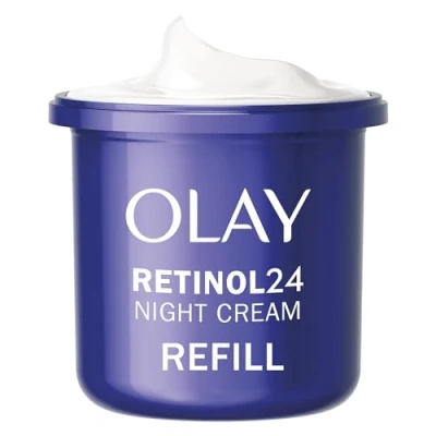 Image of Olay Retinol 24 Night Cream Face Moisturiser REFILL, Skincare with Antioxidant Vitamin E. Overnight Anti Aging Skin Care: Smooths, Renews and Hydrates, 50ml