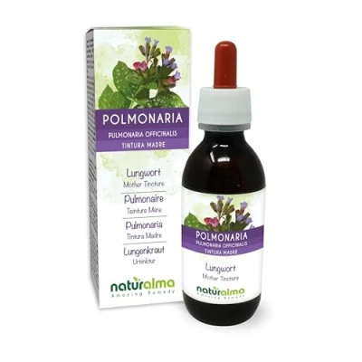 Image of Lungwort (Pulmonaria officinalis) herb with Flowers Alcohol Free Mother Tincture Naturalma Liquid Extract Drops 120 ml Food Supplement Vegan