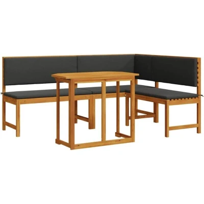 Image of vidaXL 3 Piece Garden Bistro Set with Cushions Solid Acacia Wood