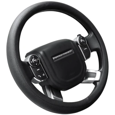 Image of SEG Direct Microfiber Leather Steering Wheel Cover 39.5 41 cm Black