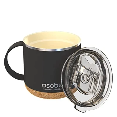 Image of asobu Infinite Stainless Steel Insulated Coffee Mug with Inner Ceramic Coating and Cork Coaster