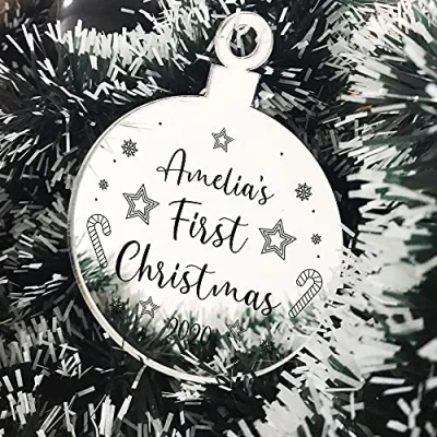 Image of Personalised Babys First Christmas Engraved Bauble Tree Decoration Keepsake