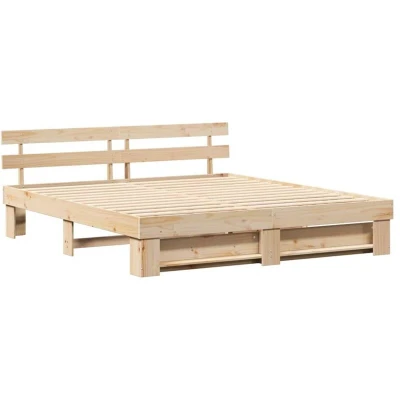 Image of With Headboard Brown 180 x 200 cm Solid pine wood Vidaxl