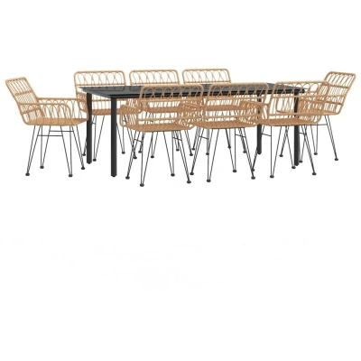 Image of Vidaxl 9 Piece Garden Dining Set Poly Rattan