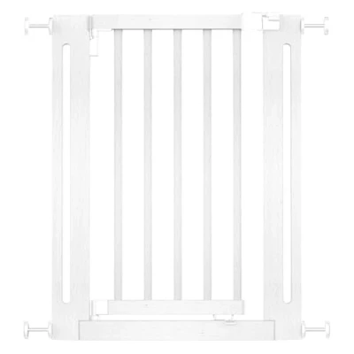 Image of Safetots Wooden Elegance Gate, White, 63cm 71cm, Pressure Fit Safety Baby Gate for Stairs, Hallways and Doors, Stylish Design Easy Installation