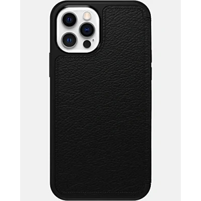 Image of Otterbox Strada Leather Book Case Black Apple iPhone 12/12 Pro