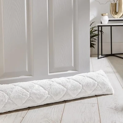 Image of Catherine Lansfield Cosy Diamond Faux Fur Door Draught Excluder White