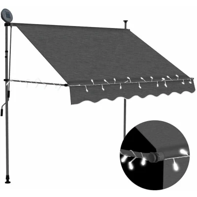 Image of vidaXL Manual Retractable Awning with LED 150 cm Anthracite