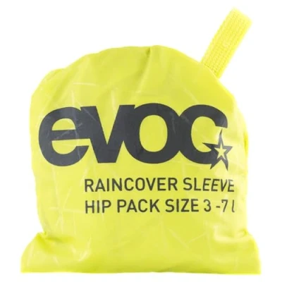 Image of EVOC RAINCOVER SLEEVE hip PACK rain cover for 3 7 litre packs outdoor activities (Onesize, waterproof, reflective logo print), colour: yellow