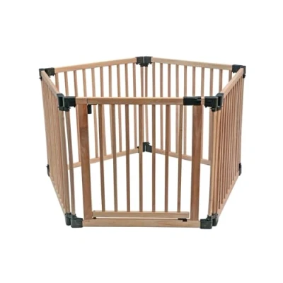 Image of Safetots Wooden Play Den, Pentagon, 5 x 80cm, Natural Wood, Baby Playpen, Den for Toddlers, Large Pen, Easy Installation