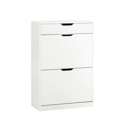 Image of SoBuy 2 Flip drawers 1 Pull Out Drawer Shoe Cabinet Storage Cupboard Rack White W60 x D30 H90cm FSR180 W