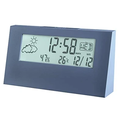 Image of Acctim 15849 Vertex Blue alarm clock with indoor temperature
