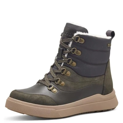 Image of Jana Women Winter Snow Boots Lace Up Warm Lining Vegan Fashion, Olive, 9 UK