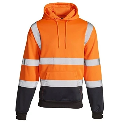 Image of HI VIS TWO TONE HOODED SWEATSHIRT Orange/Navy XL