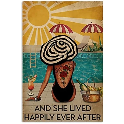 Image of Tattoo She Lived Happily Ever After And Poster Metal Sign 8x12 inches