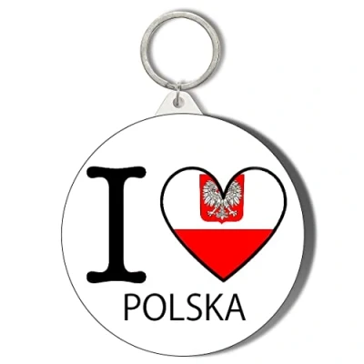 Image of Gift Insanity I LOVE POLAND FLAG HEART SHAPED OWN LANGUAGE 45mm Keyring