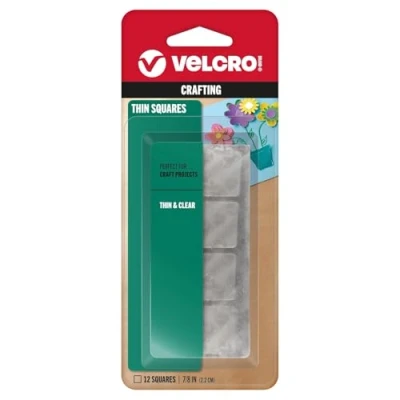 Image of VELCRO Brand Thin Clear Fasteners Perfect for Home or Office 7/8in Squares Pack of 12
