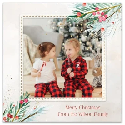 Image of Paper Themes Personalised Photo Upload Christmas Card Packs (Christmas Berries 12pk)