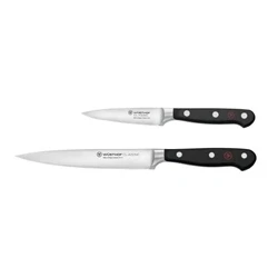 Image of WÜSTHOF Classic Hollow Edge 2 Piece Chef&#039;s Knife Set, Black, 6 inch and 3.5