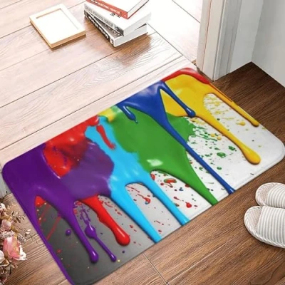 Image of DJUETRUI Front Door Mat Outside Entrance Paint Splatter Backdrop Mats Heavy Duty Non Slip Doormat Washable Dog Welcome for Back 24 X 16 Inch
