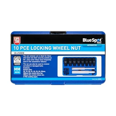 Image of Blue Spot Tools 10 PCE Locking Wheel Nut (18MM 25MM)