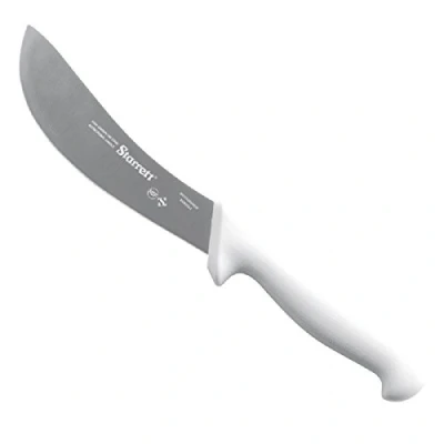 Image of Starrett Professional Skinning Knife BKW206 6 White Handle Narrow Curved 6&quot; Sanitized Stainless Steel Blade Hunters Butchers Kitchen Chef&#039;s