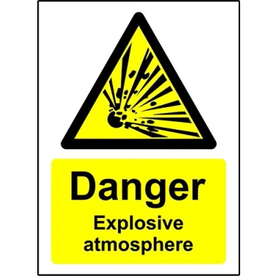 Image of Warning sign Danger explosive atmosphere Safety Self adhesive sticker 400mm x 300mm