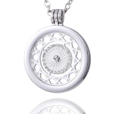 Image of Morella Women Necklace 70 cm 27.5&quot; Stainless Steel with Tree of Live Coin 33 mm 1,3&quot; Gold in a Velvet Jewelry Bag