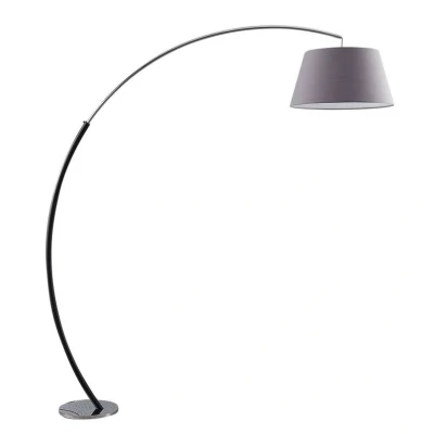 Image of Lucande Evelyna arc floor lamp with a fabric lampshade
