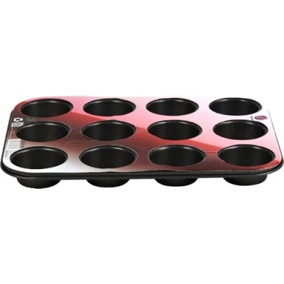 Image of Catergold Baking Muffin Tray 12 Cups Non Stick Cupcake Tin Mould for House Parties Picnics Birthday Grey (Standard 35 x 26.5 3cm)