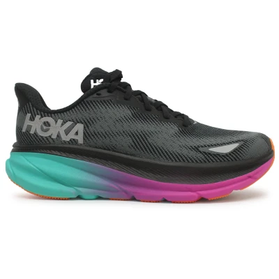 Image of HOKA Clifton 9 GTX Neutral running shoes, Men&#039;s, Size: 9.5, Black/electric aqua Textile/synthetics