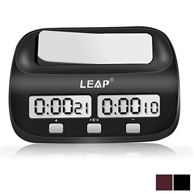 Image of LEAP Chess Clock Digital Timer Professional for Board Games with Alarm Function (Official Store) Brown