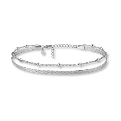 Image of GD GOOD.designs EST. 2015 anklet Silver for ladies I Multi row Adjustable snake chain Waterproof
