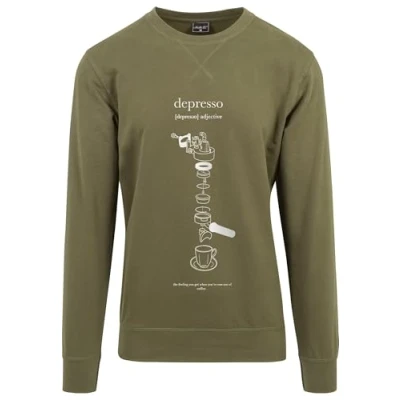 Image of Upscale by Mister Tee Depresso Crewneck Sweatshirt, Men&#039;s, Size: Small, Olive