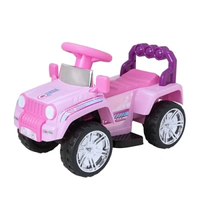 Image of EVO Electric Ride On 4x4 Car 6V Battery Powered Motorised Kids Truck With Pedal Driven Forward &amp; Reverse Function Toy Vehicle Ages 2+ (Pink)