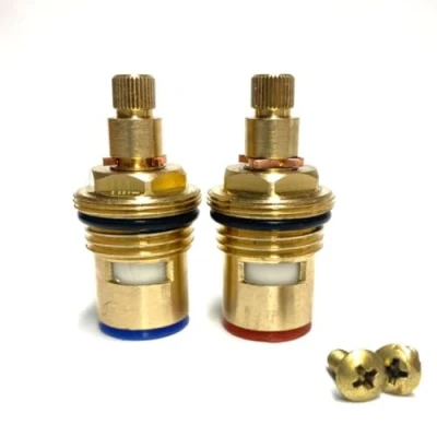 Image of Quarter Turn Tap Cartridge Valve 32 Teeth x 47mm Height Pair Compatible with Victorian Plumbing VIC3 TRAD015D VIC4