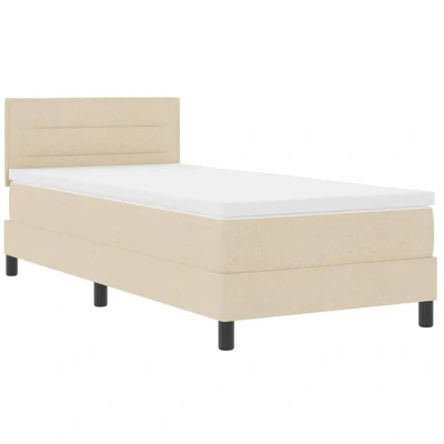 Image of vidaXL Box Spring Bed with Mattress Cream 90x200 cm Fabric