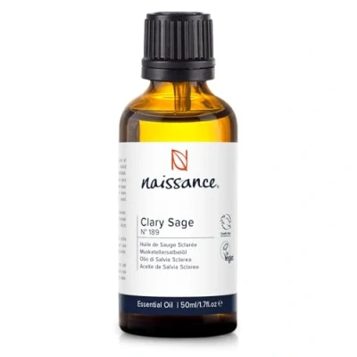 Image of Naissance Clary Sage Essential Oil (No. 189) 50ml Pure, Natural, Cruelty Free, Steam Distilled and Undiluted for Aromatherapy, Massage Blend &amp; Diffusers