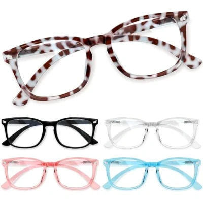 Image of CCVOO 6 Pack Blue Light Blocking Reading Glasses, Anti Headache/Glare/Eye Strain Readers Computer Eyeglasses Women/Men (6 Mix, 1.75)