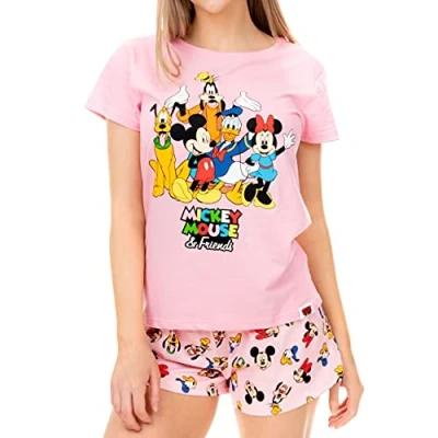 Image of Disney Womens Mickey Mouse Minnie and Friends Pyjamas Pink Size Large