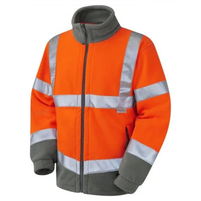 Image of Leo Workwear Hartland Anti Pill Fleece 280gsm Jacket, 6X Large, Hi Vis Orange