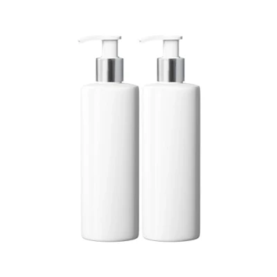 Image of 500ml Dispenser Pump Bottle White PET Plastic Silver/White Lotion Mrs Hinch Customisable DIY Refillable Bathroom Hand Soap (2)