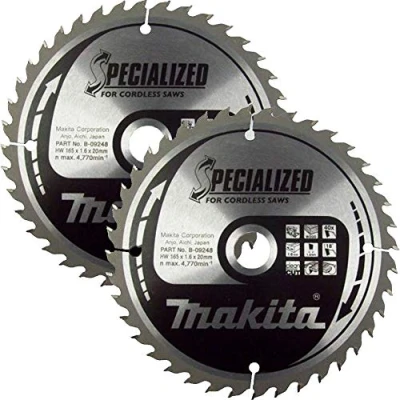 Image of Makita B 09248 165mm x 20mm 40T Specialized Circular Saw Blade For DHS680, DSS610 Pack of 2