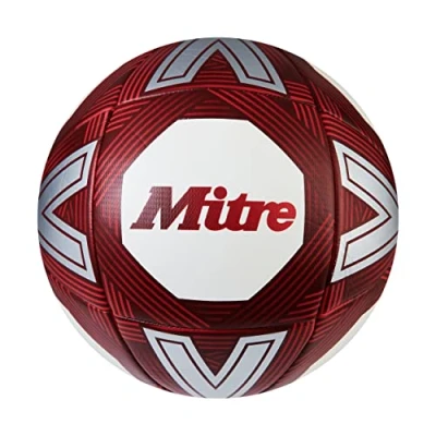 Image of Mitre Intent Training Football Enhanced Grip and Control Durable Construction, White/Red, 5