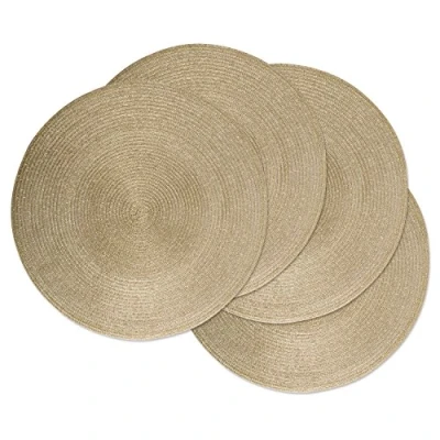 Image of DII Woven Placemats Collection Metallic Round Placemat Set, 15&quot;, Champagne, 4 Piece
