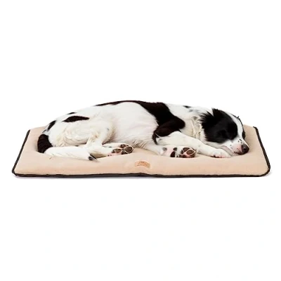 Image of Ferplast dog Bed Cushion Medium Double sided Scratch proof and waterproof fabric, Warm Microfleece 30 machine washable mattress 83 x 50 3.5 cm, Brown