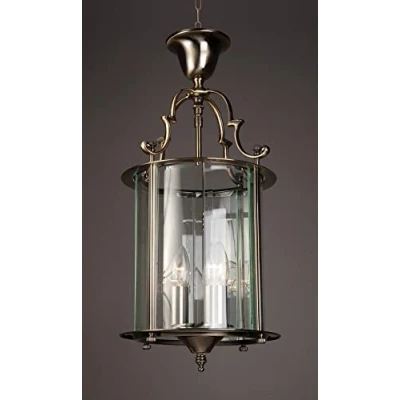 Image of Colchester 3 Light Antique Brass Indoor Lantern