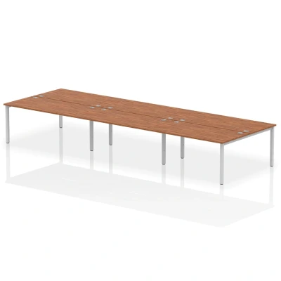 Image of Impulse Bench B2B 6 Person 1600 Silver Frame Office Desk Walnut