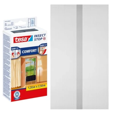 Image of tesa Insect Stop COMFORT for Doors Mesh Door Screen with Hook &amp; Loop in Anthracite (2 x 65 cm) 120 cm 250