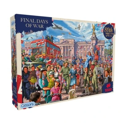 Image of Gibsons Final Days of War 1000 Piece Jigsaw Puzzle End Celebration Beautiful Colourful Artwork Sustainable for Adults Teens Premium 100% Recycled Board Great Gift Games